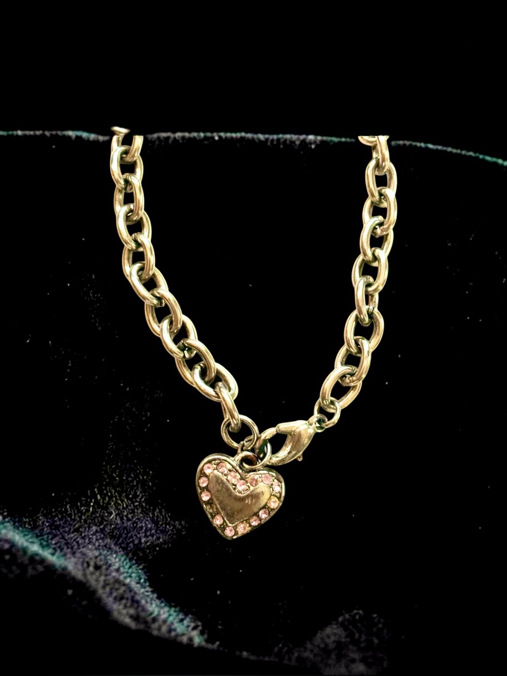 Vintage Heart Charm Chain Bracelet